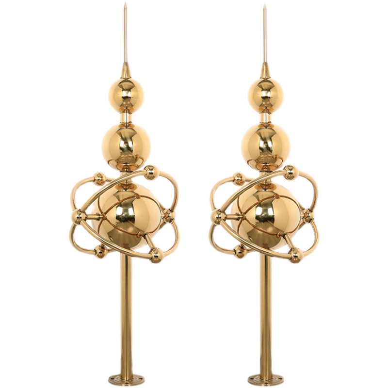 镀钛金装饰避雷针防雷工程室外家用别墅洋房屋顶大号接闪器接闪杆