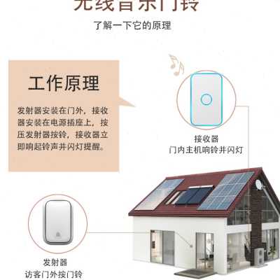 厂促厂销自发电无线家用智能超远距离自发电无线门铃开关一拖二品