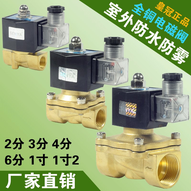 .防水不发热常闭电磁阀控制气水阀铜开关AC220V24V2分3分4分6分1
