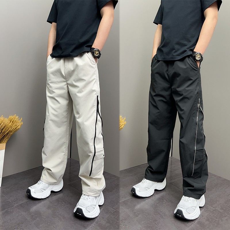 山系户外风拉链拼接工装休闲裤