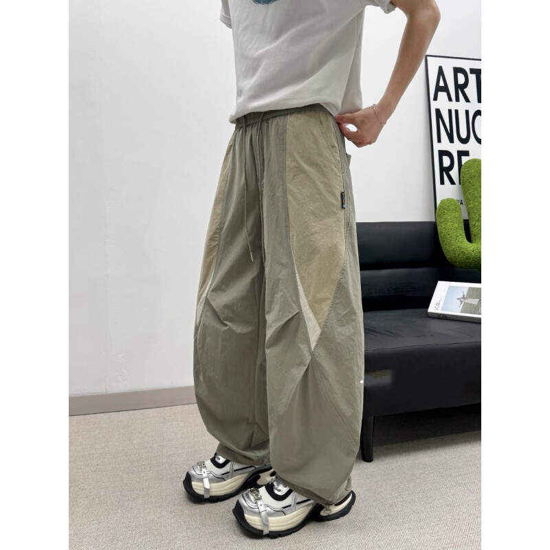 夏季薄款户外山系机能拼色阔腿裤