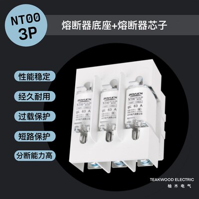 中宇电气NT00-3P 熔断底座 低压高分断能力NT00-63/63A 熔断器芯