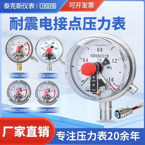 泰克斯耐震电接点压力表YNXC100轴向带边与油压防震电接点压力表