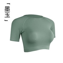 跨境无缝运动短袖夏季薄款紧身显瘦健身服外穿跑步速干瑜伽服女