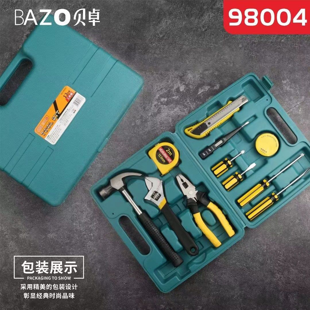 贝卓工具套装螺丝批卷尺扳手老虎钳电工胶布美工刀试电笔铁锤图片