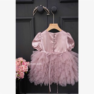 SonnyKids 女童气质公主裙女宝宝生日裙周岁礼服网纱蛋糕裙礼服裙