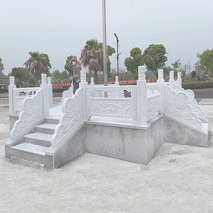 石雕汉白玉升旗台石栏杆护栏大理石材旗台国围栏石头栏板浮雕定做