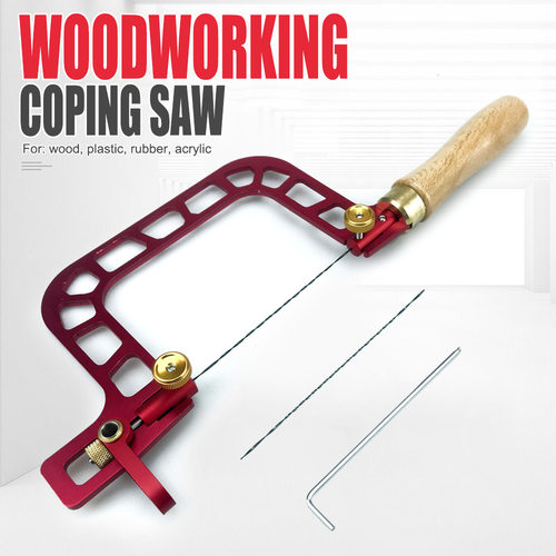 便携式家用手锯 多功能曲线锯diy木工工具 拉花锯钢丝锯红色