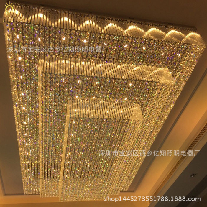 酒店大堂工程长方形水晶灯别墅大厅客厅售楼部沙盘宴会厅灯具