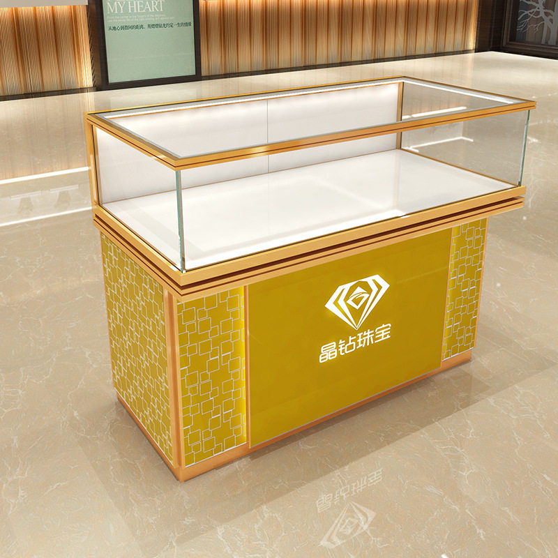 厂家供应 钢化玻璃玉器展柜 欧式精品首饰柜台 新款奢侈品柜台