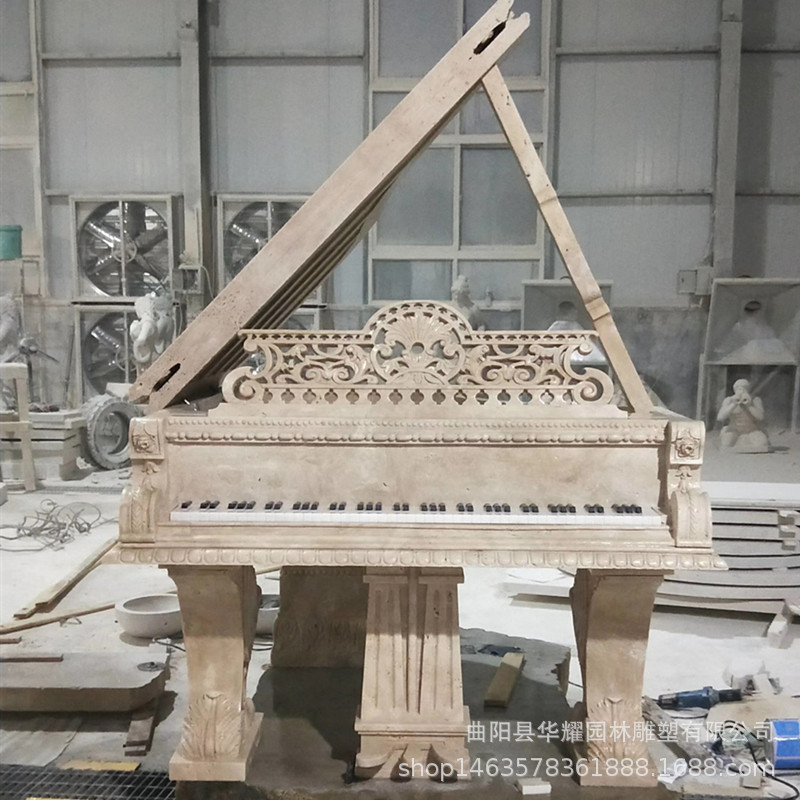 石雕钢琴小提琴字母音符雕塑