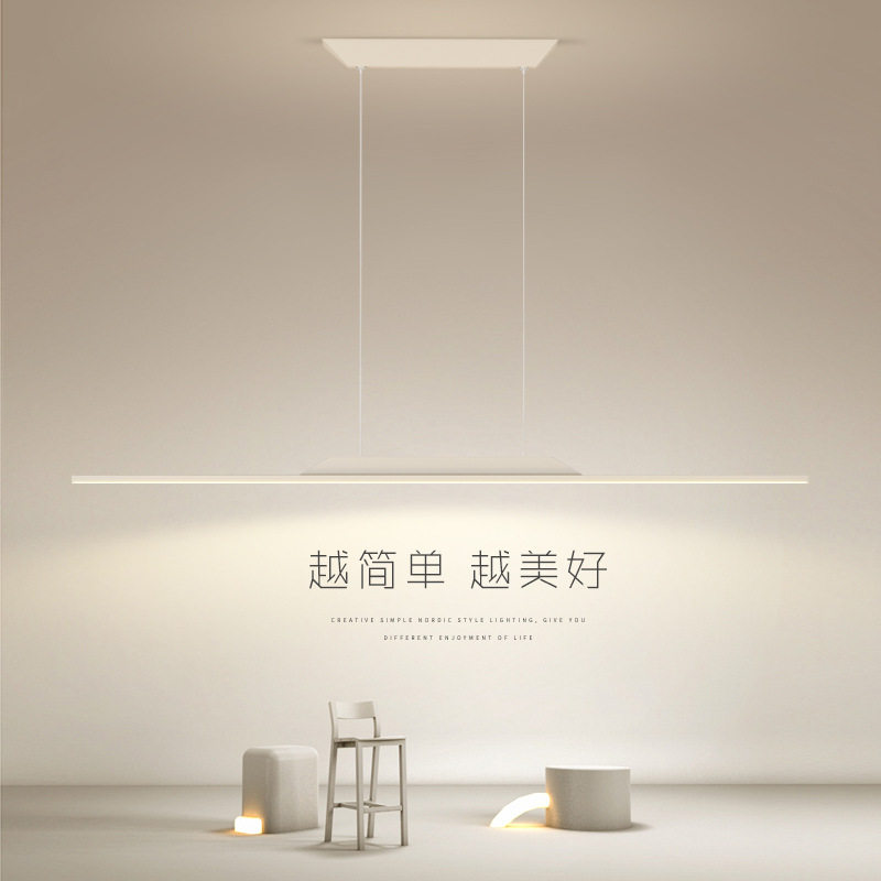 餐厅吊灯现代简约 新款北欧ins吧台饭厅餐桌极简长条一字吊灯