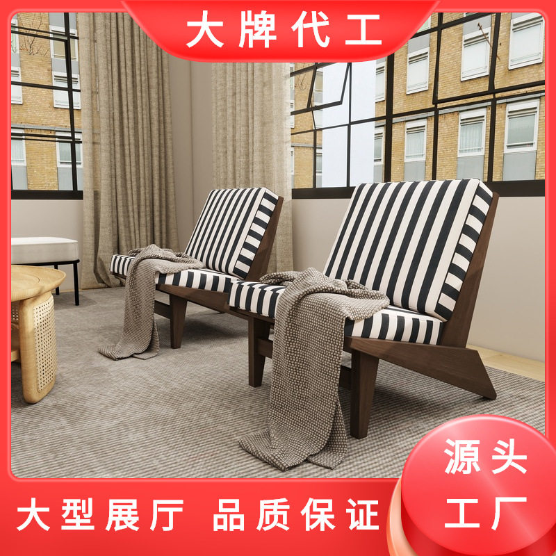 中古风现代轻奢单人沙发样板房酒店接待洽谈沙发美容院休闲沙发椅