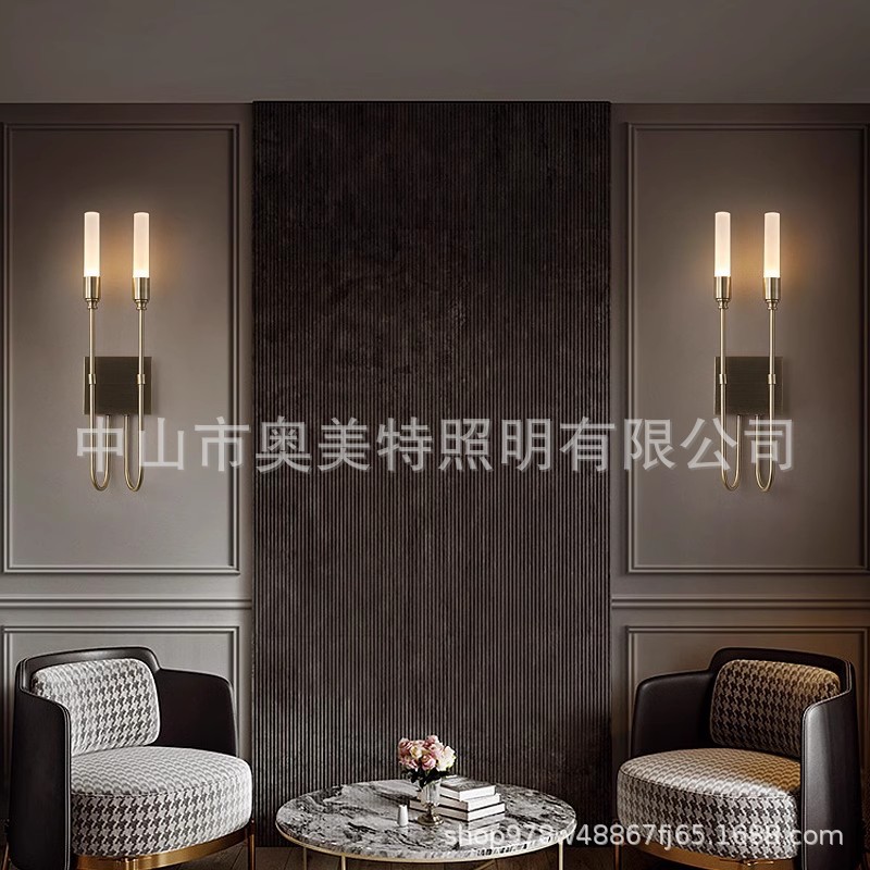 现代简约金属圆管亚克力壁灯酒店客房走廊过道卧室客厅床头灯壁灯