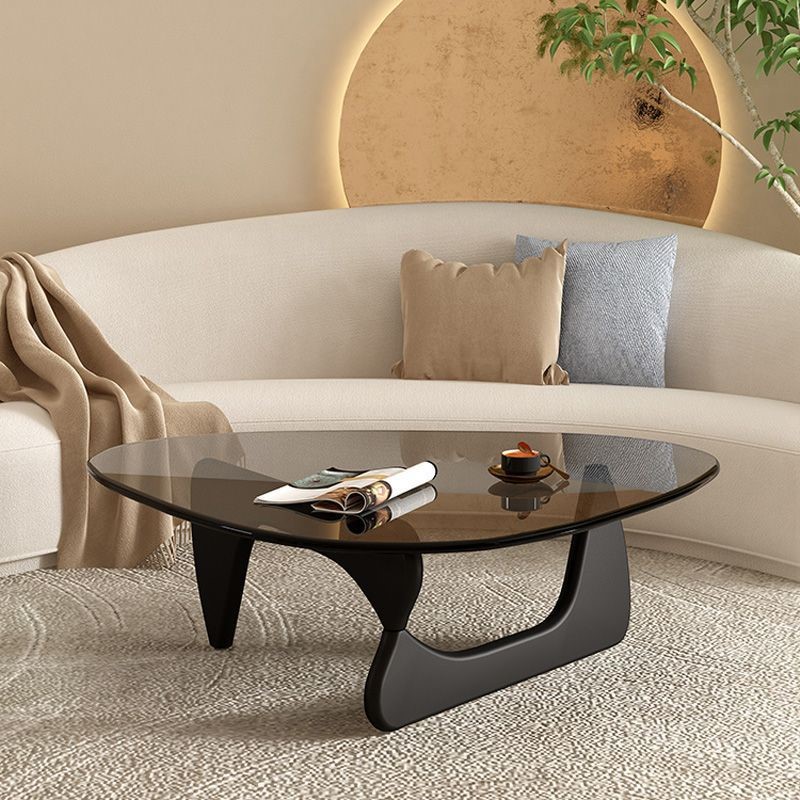 钢化玻璃茶几小户型客厅家用实木极简现代简约野口勇创意圆形茶桌