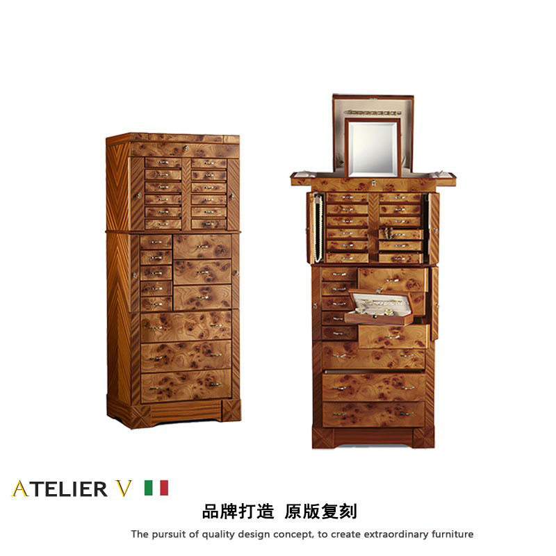 AtelierV轻奢珠宝首饰箱意式设计师实木首饰柜卧室带镜化妆收纳柜