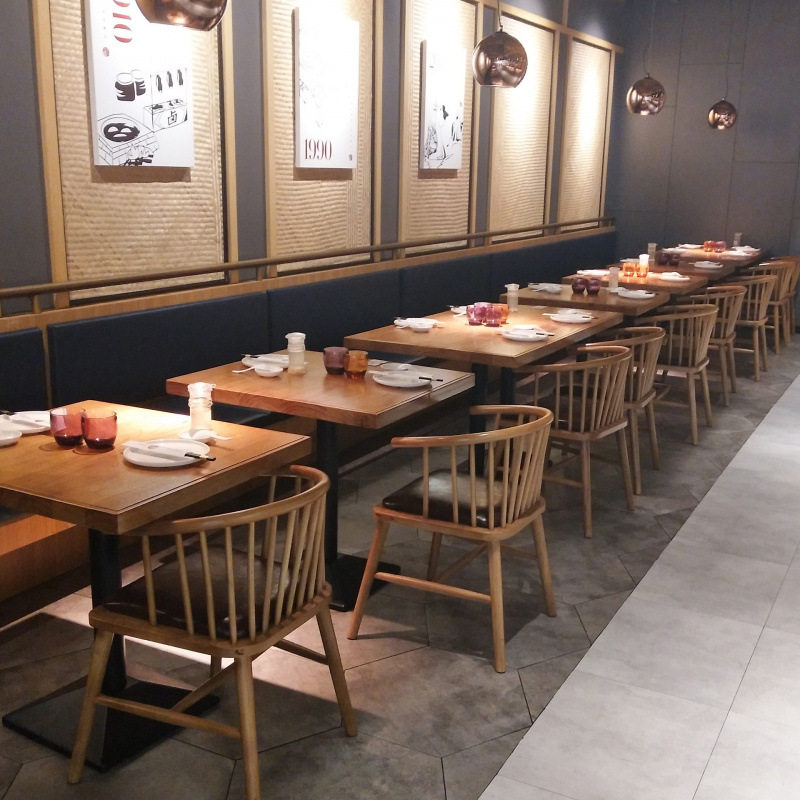 实木连锁西餐厅桌椅餐饮小吃店日本料理粉面馆餐厅卡座餐桌椅组合
