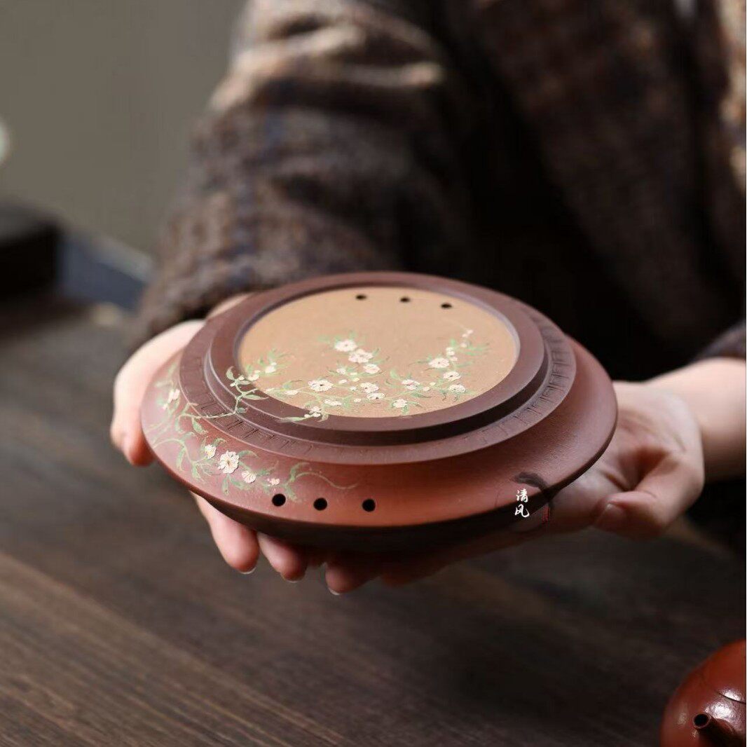 宜兴紫砂【梅花储水壶承壶托】杯垫茶盘茶壶底座托盘百搭款茶具