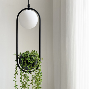 个性创意现代简约餐厅酒吧服装店吧台灯阳台背景装饰圆球植物吊灯