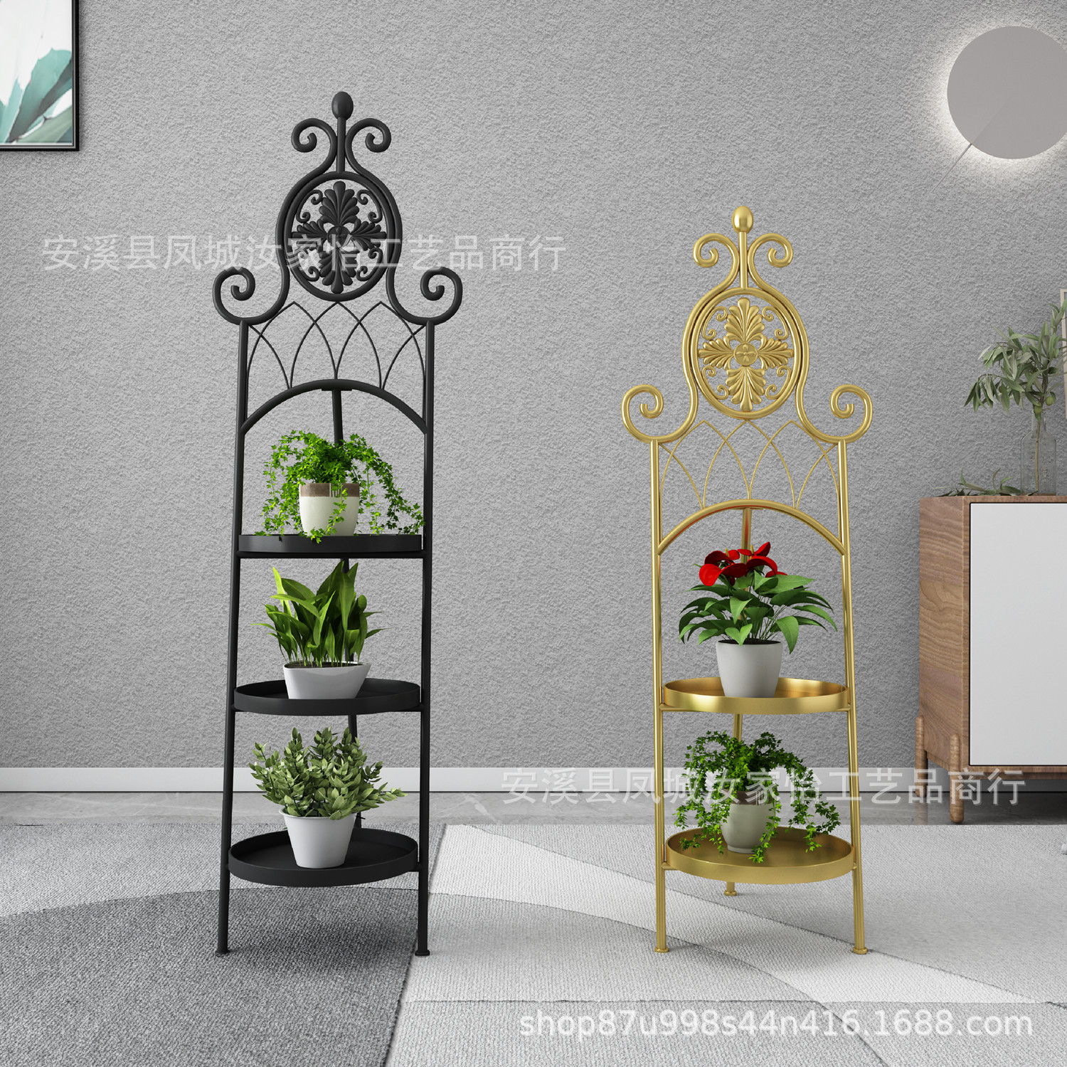 跨境省体积花盆架绿萝花架子多层铁艺花架落地省空间欧式多层花架
