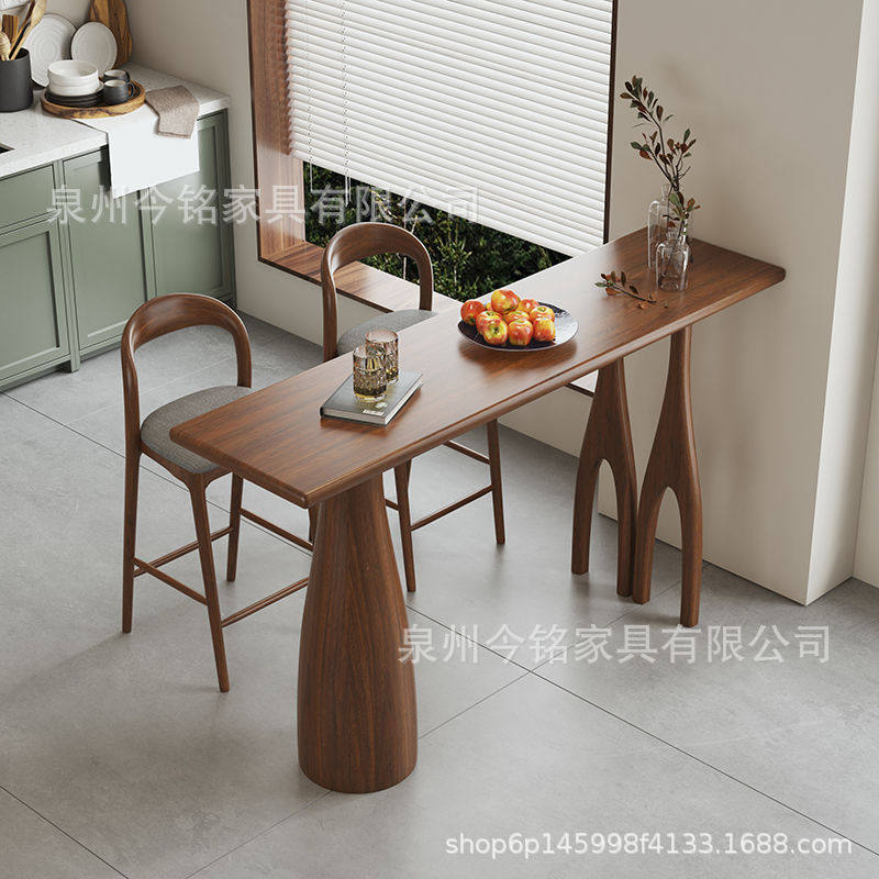 北欧全实木吧台餐桌一体