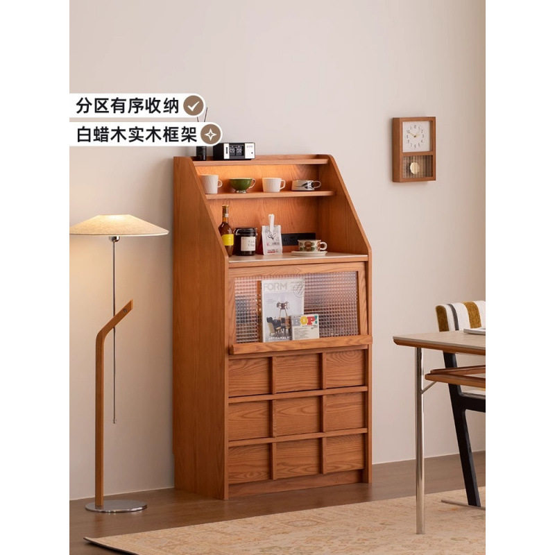 中古风实木小户型客厅储物斗柜