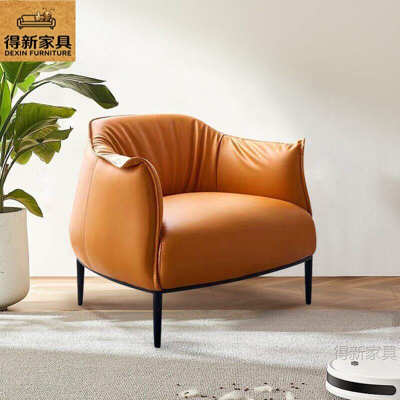 意式轻奢老虎椅皮艺沙发