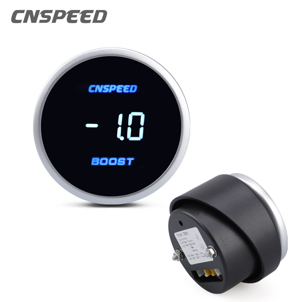 新款汽车改装52mm增压表12V/24V通用数显蓝光涡轮增压表-1~3bar