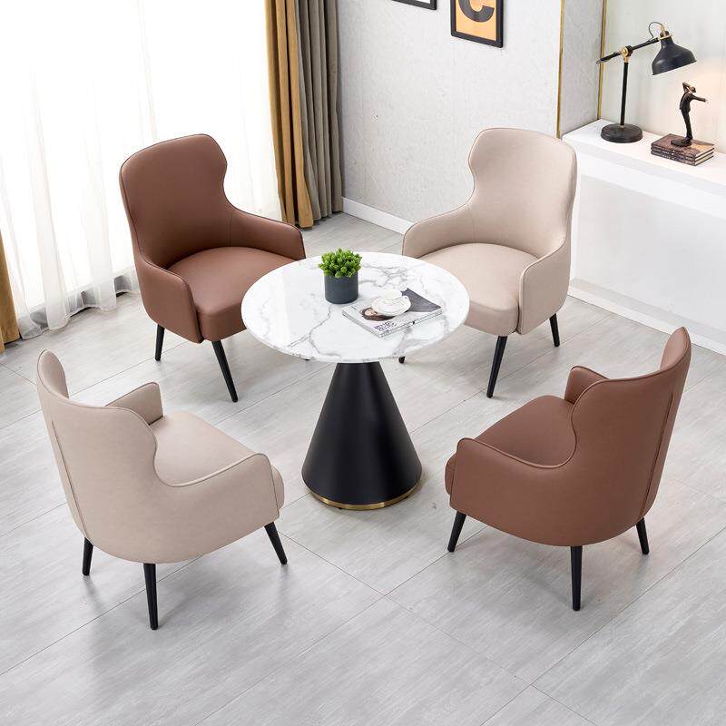 北欧实木洽谈接待桌椅简约组合售楼处会客办公休闲谈判小圆桌椅子