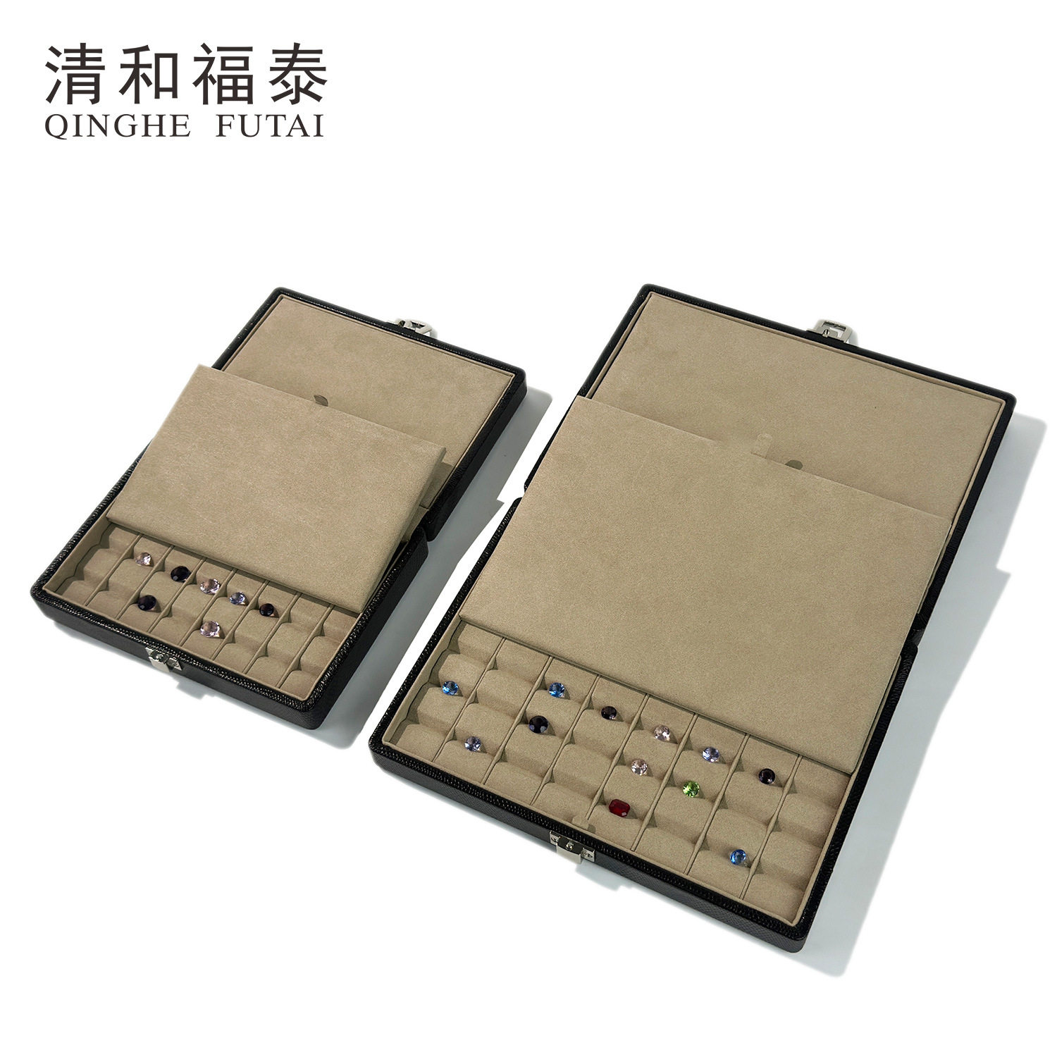 定制皮革珠宝陈列道具方形皮料宝石盘首饰盒展示盘裸石盘饰品收纳