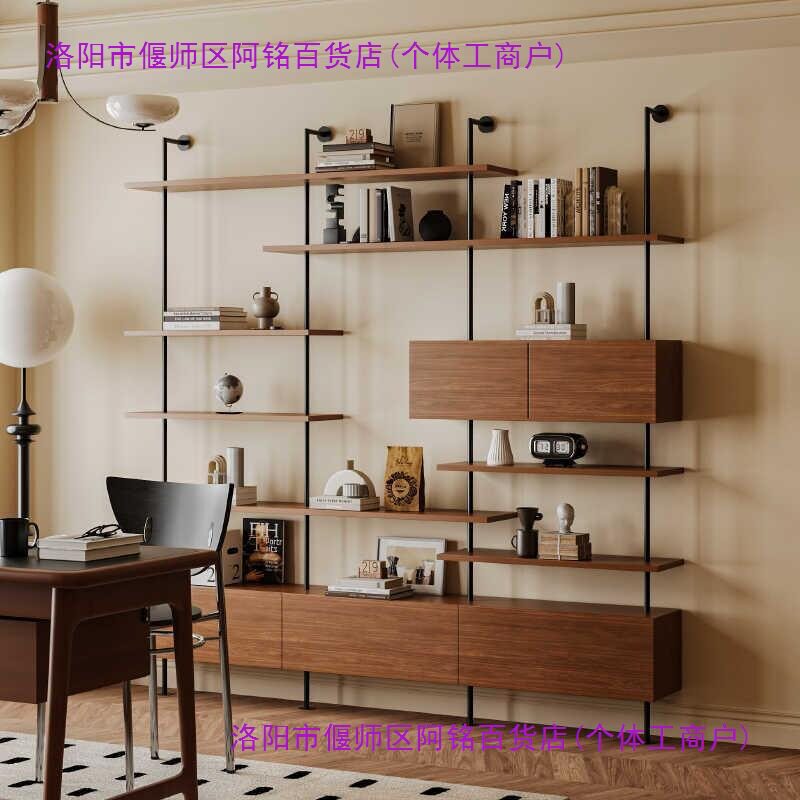 意式极简铁艺靠墙书架置物架