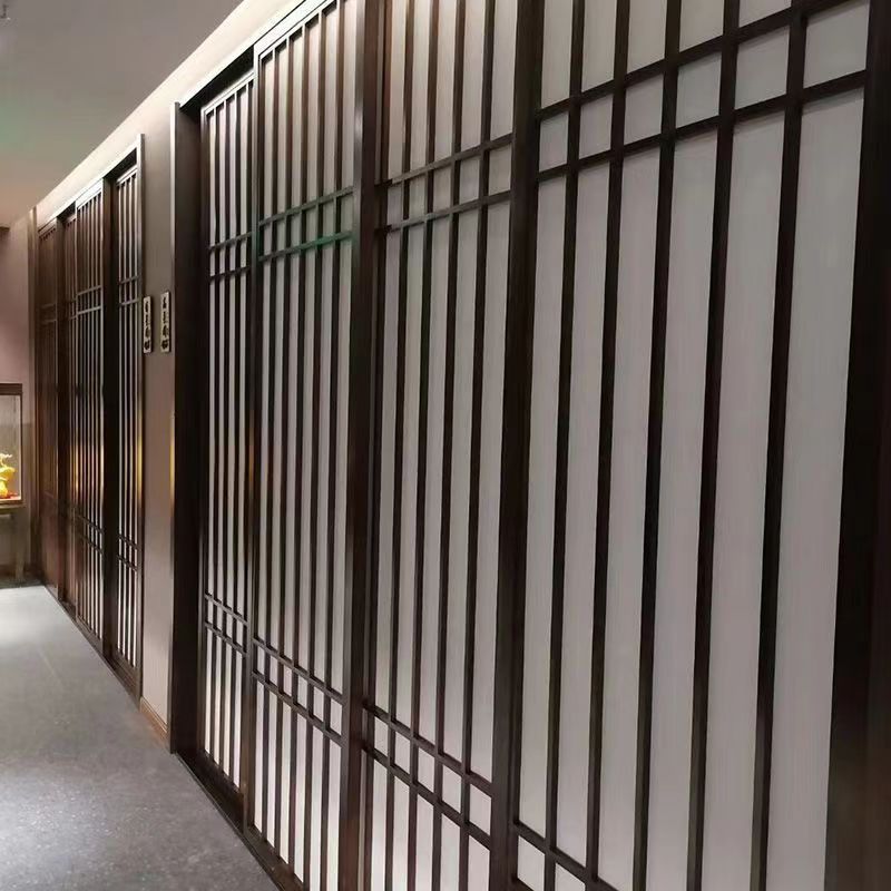 中式日式实木格子推拉隔断门