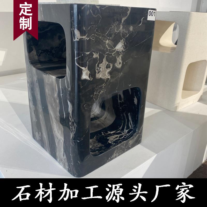 天然银白龙大理石茶几边几床头柜花架置物架桌脚桌面摆件花盆茶几