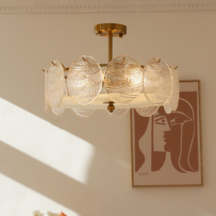 欧式美式简约玻璃吸顶灯卧室法式中古轻奢后现代房间餐厅客厅灯