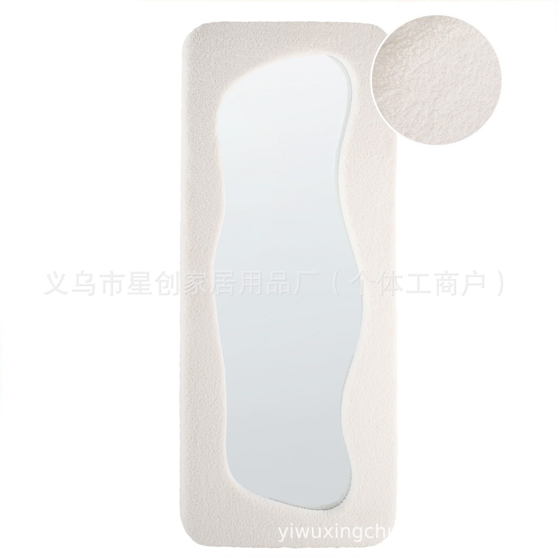 跨境绒布镜穿衣镜全身镜女式卧室家用落地镜简约清新壁挂镜批发