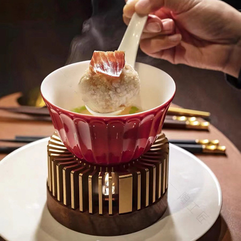 酒店陶瓷汤盅位上加热保温餐具会所餐厅饭店一人份小炖盅商用