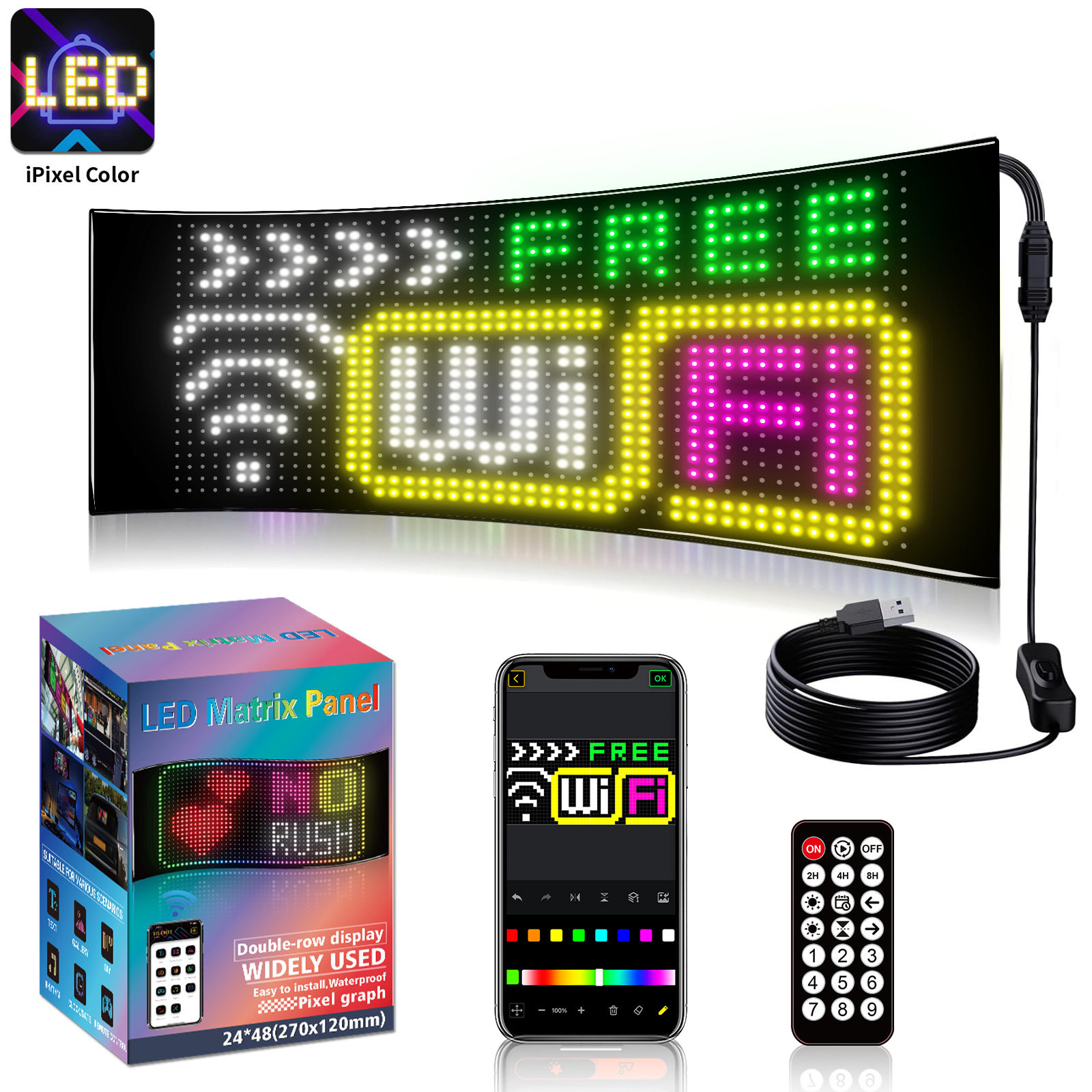爆款 柔性LED广告软屏APP蓝牙显示 滚动走字双排门店招牌显示软屏