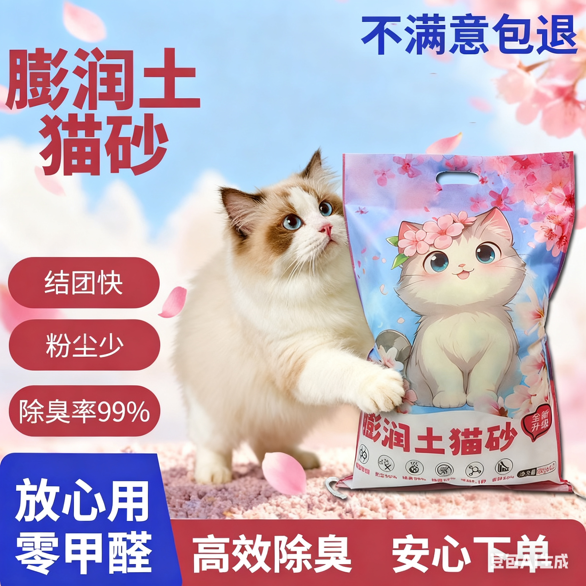 优质无尘膨润土猫砂高效除臭无尘猫咪用品安心购20斤40斤量大优惠