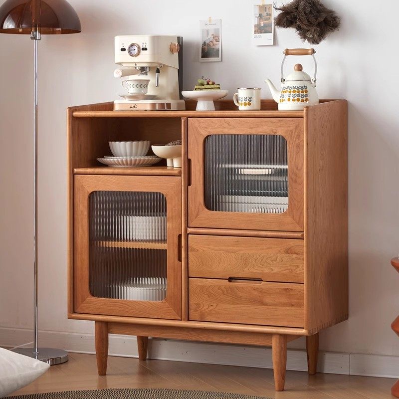 日式樱桃木餐边柜储物柜实木小户型家用客厅靠墙茶水柜沙发小边柜