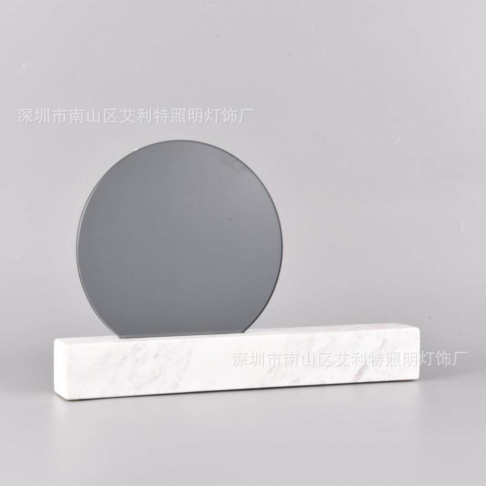 大理石摆件彩色玻璃灰镜简约现代样板间玄关书房书柜装饰摆设摆饰