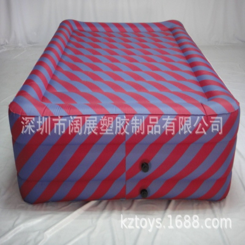 现货PVC充气贴合布床垫双人加高三层充气床垫充气全贴合布床垫