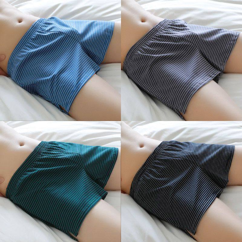 内裤男士纯棉透气宽松平角裤青年男生条纹个性大码运动四角短裤头,女士内衣/男士内衣/家居服,男阿罗裤,淘宝优惠券,粉丝福利购,淘宝优惠卷
