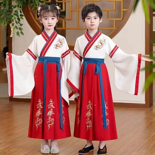 汉服男童国学服中国风古装 书童服装 古风弟子规儿童演出服小学生