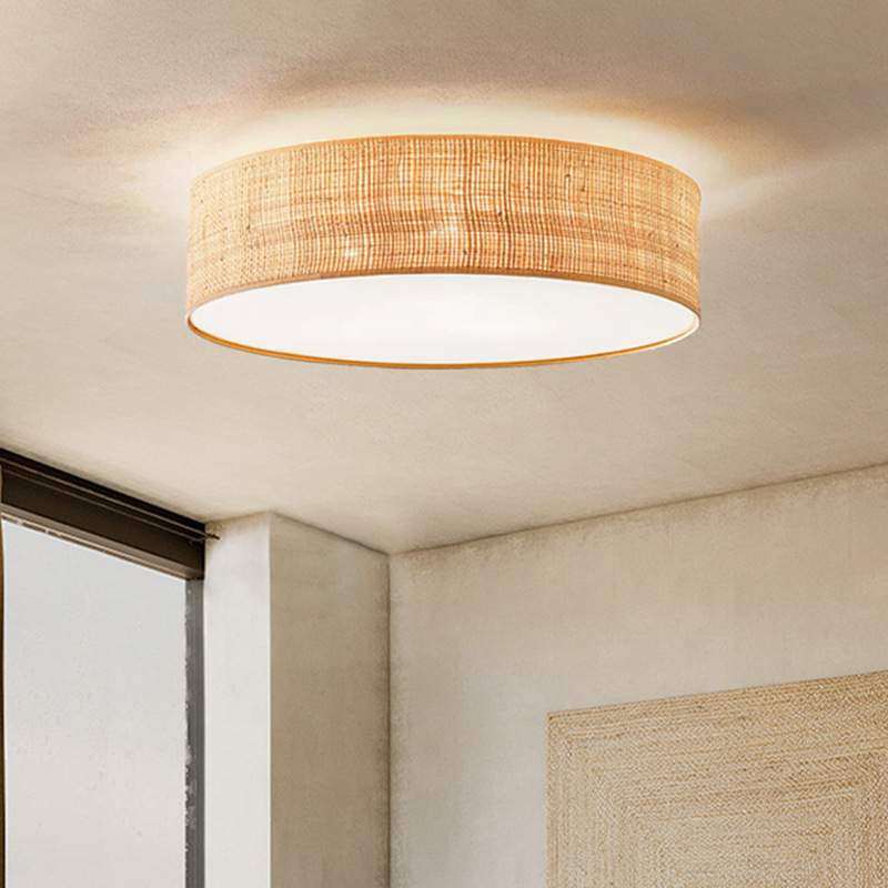 日式吸顶灯复古侘寂风客厅卧室民宿主卧灯创意个性拉菲草藤艺灯具,电子元器件市场,其它元器件,淘宝优惠券,粉丝福利购,淘宝优惠卷