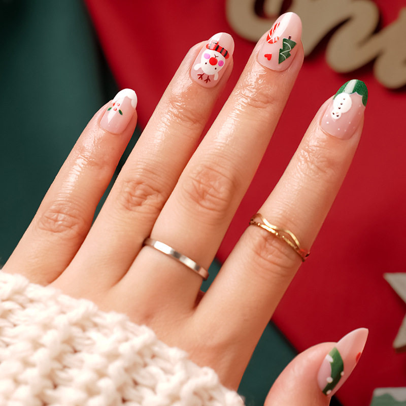 2025新款冬日网红圣诞美甲假指甲圣诞兔子雪花闪片短款可拆卸,彩妆/香水/美妆工具,穿戴甲/甲片,淘宝优惠券,粉丝福利购,淘宝优惠卷