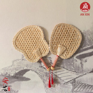2025新款 纳凉传统手工芭蕉扇小清新扇头 手摇麦秆编织老团扇夏季