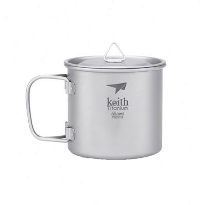 keith钛杯铠斯纯钛水杯折叠便携户外杯子可烧水露营单层杯牛奶杯