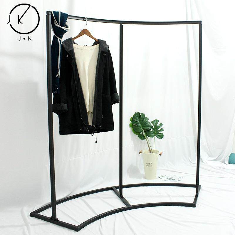 铁艺服装店展示架侧挂弧形中岛架半圆形落地式衣服陈列架流水台