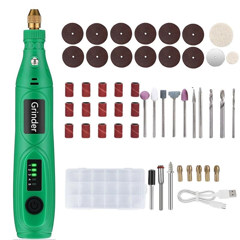 跨境508无线充电迷你电磨笔 5档调速打磨抛光修甲钻孔雕刻笔50PC