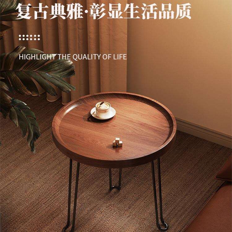 古典风感小茶几客厅边几置物架阳台飘窗移动小圆桌网红可折叠